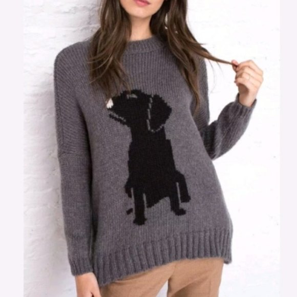 Wooden Ships Gray Dog Graphic Sweater 